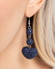 Load image into Gallery viewer, Vision in Shimmer Blue Rhinestone Heart Earrings Paparazzi Accessories