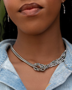 short necklace,silver,Mismatched Mirage - Silver Necklace