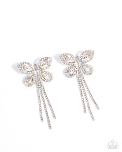 butterfly,post,rhinestones,white,Next SOAR - White Rhinestone  Butterfly Post Earrings