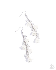 fishhook,floral,white,Snow Drops - White Floral Earrings