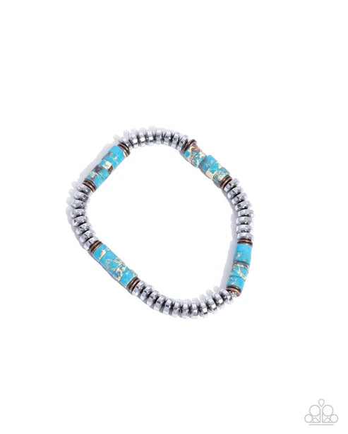 Marbled Mecca Blue Stretchy Bracelet Paparazzi Accessories