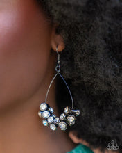 Load image into Gallery viewer, Courageous Chandelier Black Gunmetal Rhinestone Earring Paparazzi Accessories