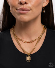 Load image into Gallery viewer, LOCKS of Luck - Gold Paparazzi Accessories