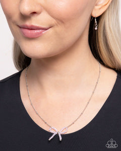 pearls,pink,short necklace,Bridesmaid Bow - Pink Necklace