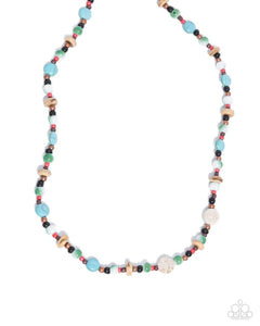 blue,crackle stone,short necklace,turquoise,urban,wooden,Urban Uniform Multi Necklace