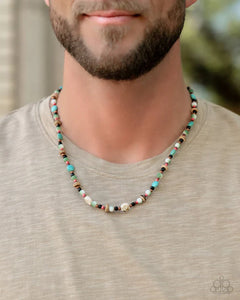blue,crackle stone,short necklace,turquoise,urban,wooden,Urban Uniform Multi Necklace