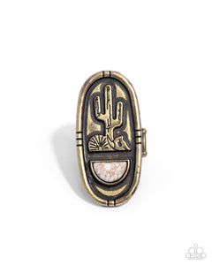 brass,crackle stone,wide back,Southwestern Sketch - Brass Ring