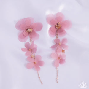 floral,gold,pink,post,Balletcore - Pink Floral Post Earrings