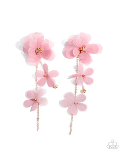 floral,gold,pink,post,Balletcore - Pink Floral Post Earrings