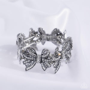 rhinestones,stretchy,white,French Flourish - White Stretchy Bracelet