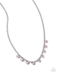 pink,rhinestones,short necklace,Conveying Charm - Pink Necklace