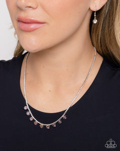 pink,rhinestones,short necklace,Conveying Charm - Pink Necklace