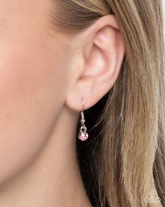 hearts,pink,rhinestones,short necklace,Best Of My Heart - Pink Rhinestone Heart Necklace