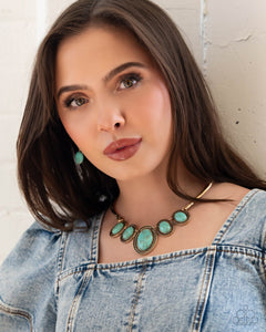 blue,crackle stone,gold,short necklace,River Ride - Gold Necklace