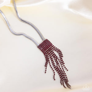 long necklace,red,rhinestones,Straighten Up - Red Rhinestone Necklace