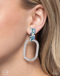 blue,clip-on,rhinestones,Guarded Glitz - Blue Clip-On Earrings