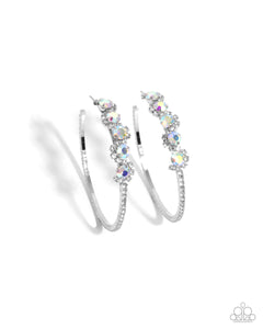 hoops,iridescent,multi,rhinestones,white,Noticeable Difference - Multi Rhinestone Hoop Earrings