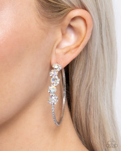 hoops,iridescent,multi,rhinestones,white,Noticeable Difference - Multi Rhinestone Hoop Earrings