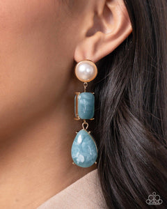 blue,pearls,post,Marbled Masterpiece - Blue Earrings
