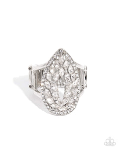 rhinestones,white,wide back,Lasting Luminescence - White Rhinestone Ring