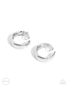clip-on,hoops,silver,Round Reputation - Silver Clip-On Hoop Earrings