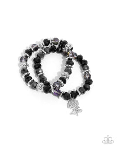 black,floral,stretchy,Beauty Contest - Black Stretchy Bracelet