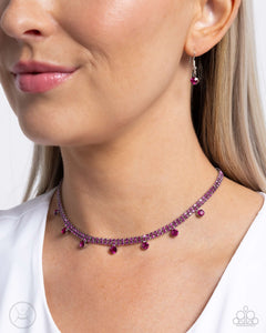 choker,pink,rhinestones,Breathtaking Backdrop - Pink Rhinestone Choker Necklace