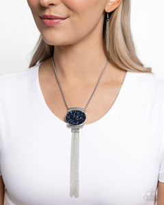 blue,long necklace,rhinestones,Chained Complication - Blue Necklace