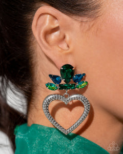 hearts,multi,rhinestones,Pushing Perfection - Multi Rhinestone Heart Earrings