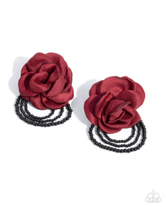 floral,post,red,Dramatic Dame - Red Floral Post Earrings