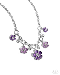 floral,purple,short necklace,Secretive Sprig - Purple Floral Necklace