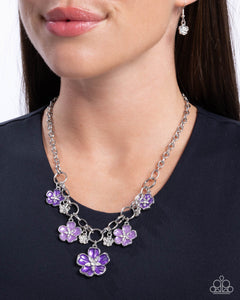 floral,purple,short necklace,Secretive Sprig - Purple Floral Necklace