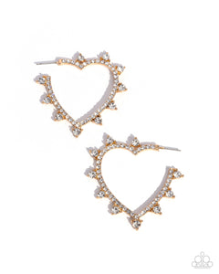 hearts,hoops,rhinestones,Excessive Elevation - Gold Heart Hoop Earrings