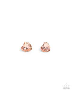 gold,hearts,post,rhinestones,Sweetheart Stunner - Gold Heart Rhinestone Post Earrings