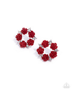 floral,post,red,Grace Personified - Red Floral Earrings