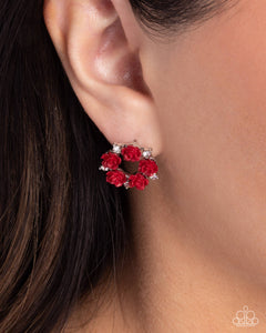 floral,post,red,Grace Personified - Red Floral Earrings