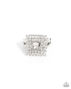 Dainty Back,rhinestones,white,Sovereign Square - Silver