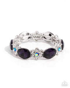 iridescent,purple,rhinestones,stretchy,Staycation Sparkle - Purple Rhinestone Bracelet