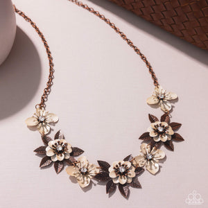 copper,floral,short necklace,Springtime Song - Copper