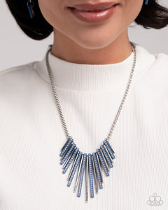 blue,short necklace,stretchy,Fashionable Fringe Blue & Colored Cameo Blue Complete Look