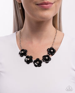black,floral,short necklace,Flower Chain - Black