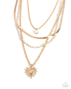 gold,hearts,lobster claw clasp,rhinestones,short necklace,Complete Look - Excessive Embellisment and Excessive Empire