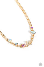 Load image into Gallery viewer, Storybook Succession Gold Rhinestone Necklace Paparazzi Accessories