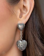 Load image into Gallery viewer, Rustic Reveal Silver Heart Post Earrings Paparazzi Accessories