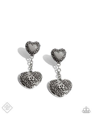 Rustic Reveal Silver Heart Post Earrings Paparazzi Accessories