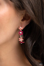 Load image into Gallery viewer, Strictly Springtime Orange Floral Hoop Earrings Paparazzi Accessories