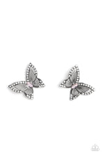 Load image into Gallery viewer, Wispy Wings Pink Rhinestone Butterfly Post Earrings Paparazzi Accessories