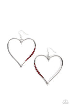 Load image into Gallery viewer, Bewitched Kiss Red Rhinestone Heart Earrings Paparazzi Accessories