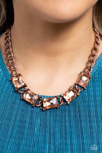 Load image into Gallery viewer, Radiating Review Copper Rhinestone Necklace Paparazzi Accessories