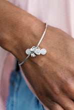 Load image into Gallery viewer, Marine Melody White Moonstone Hinged Bracelet Paparazzi Accessories
